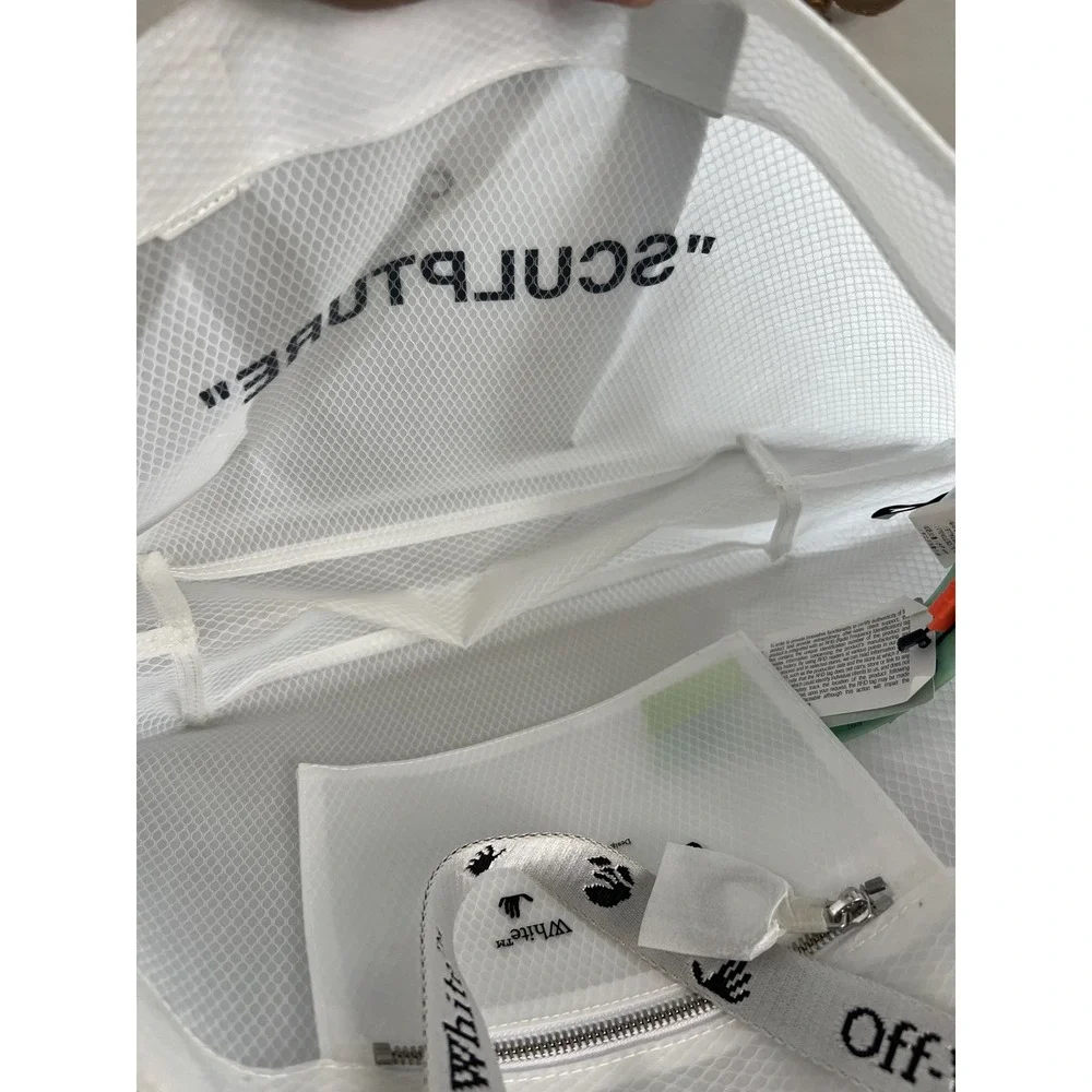 Off-White White Transparent Sculpture Mesh Tote Bag Industrial Straps
